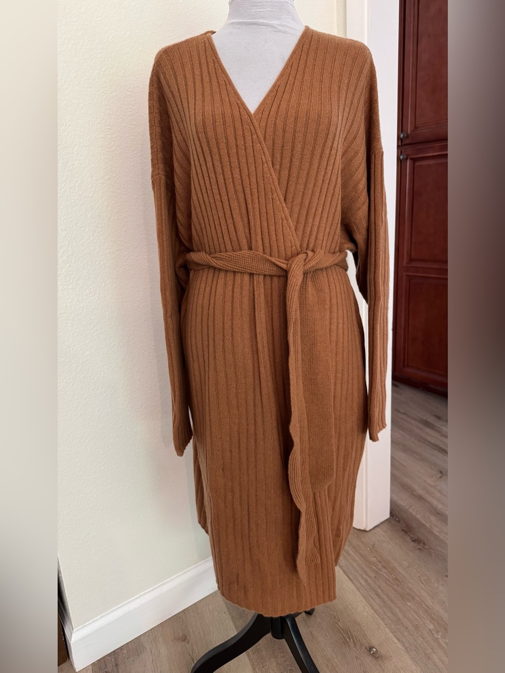Garnet Hill Emery Ribbed 100% Cashmere Robe NWT